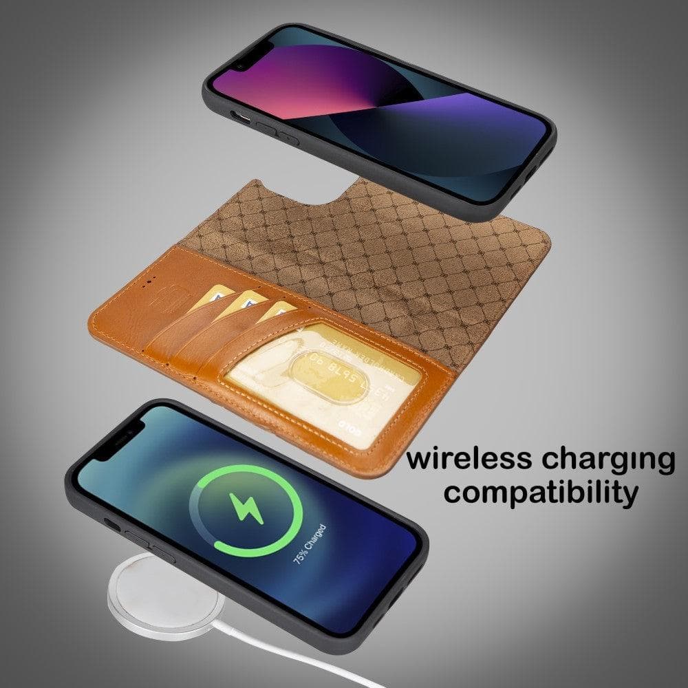 Apple iPhone 14 Series Detachable Leather Wallet Case Darker Color - MW-4