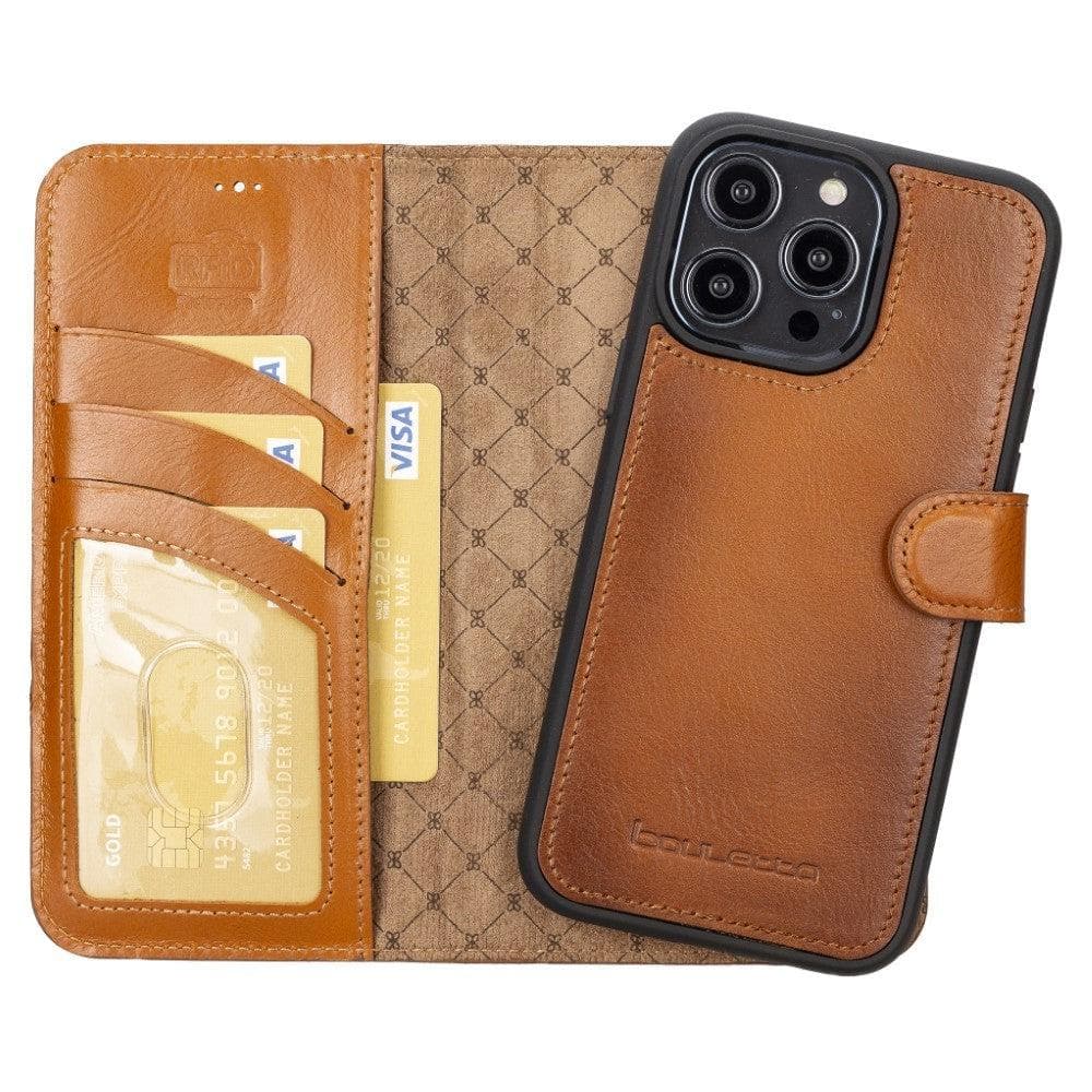 Apple iPhone 14 Series Detachable Leather Wallet Case Darker Color - MW-1