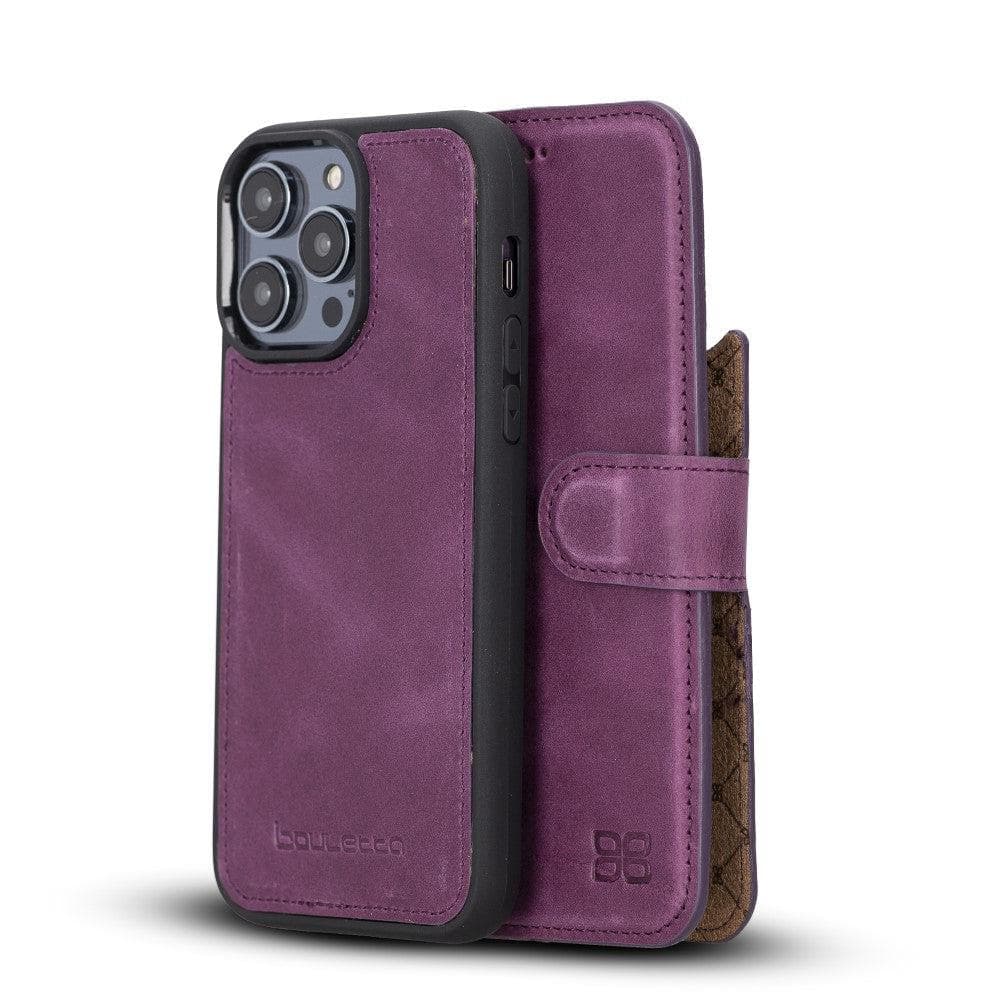 Apple iPhone 14 Series Detachable Leather Wallet Case Darker Color - MW-5